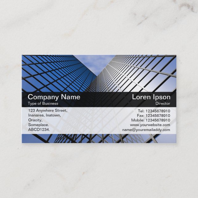 Color Band - Black - Reflective Office Block Business Card (Front)
