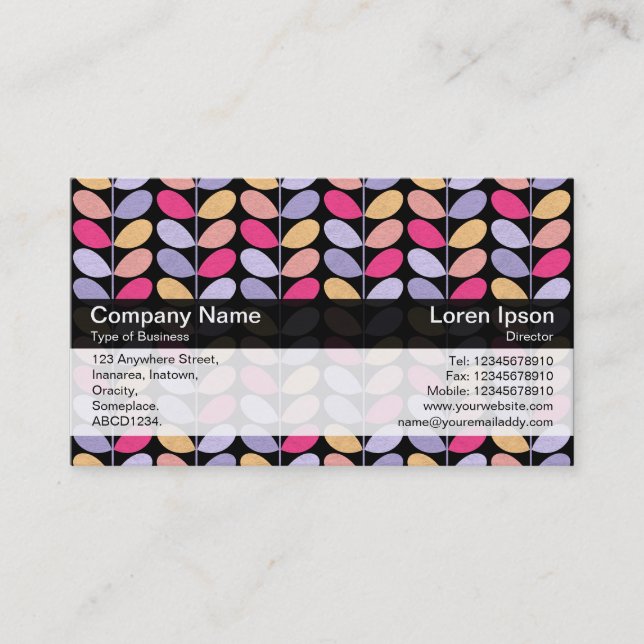 Color Band - Black - Retro Leaves Business Card (Front)
