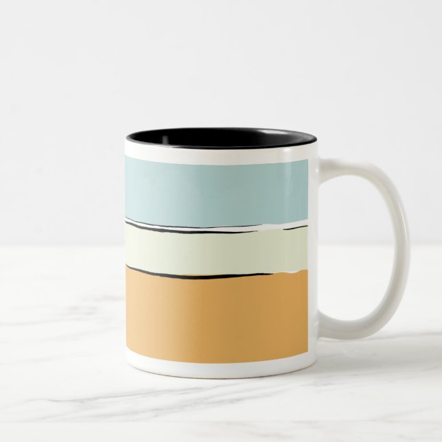 Color Bands Pattern Two-Tone Coffee Mug (Right)