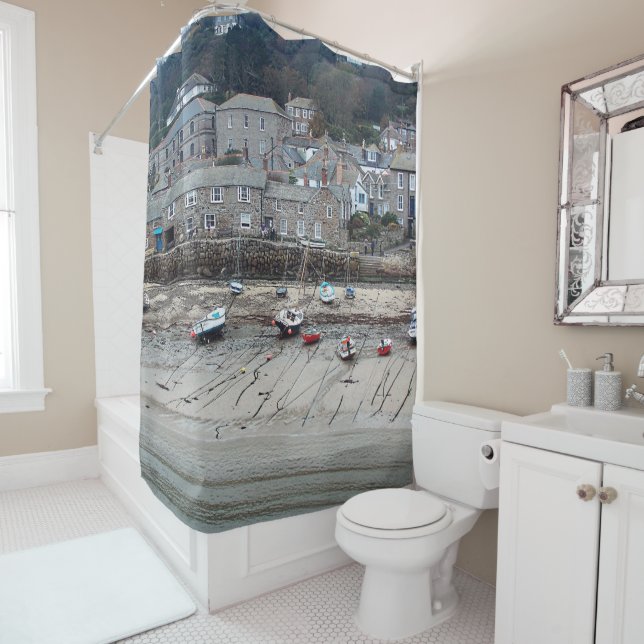 Color Beach Scene Shower Curtain (In Situ)