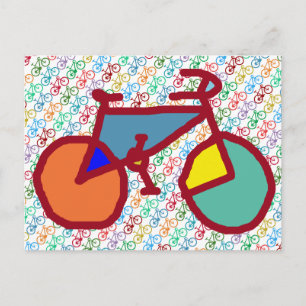 color bike theme postcard