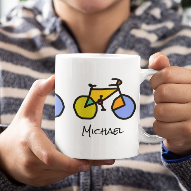 Color Bikes + His Name Coffee Mug (🚴‍♀️bike... but first coffee)