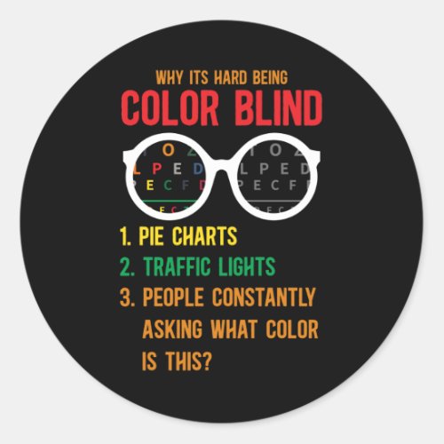 Color Blind Blindness Test Eye Glasses Classic Round Sticker