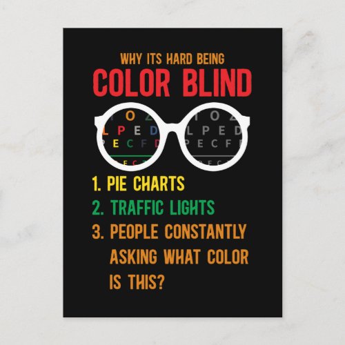 Color Blind Blindness Test Eye Glasses Postcard