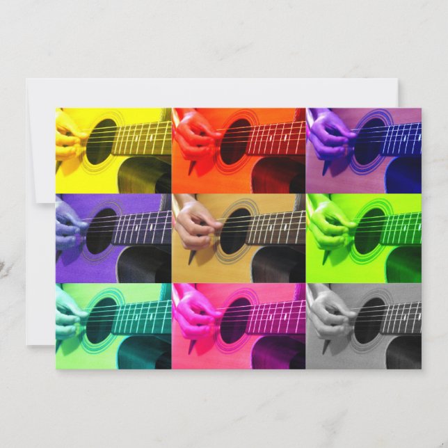 Color Blind Guitar Party Invitation (Front)