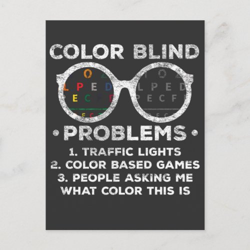 Color Blind Problems Color Test Blindness Postcard