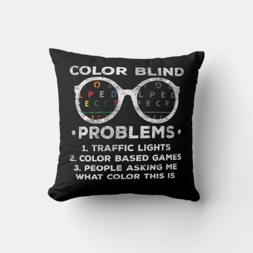 Color Blind Problems Color Test Blindness Throw Pillow