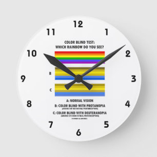 Color Blind Test Which Rainbow Do You See? Round Clock