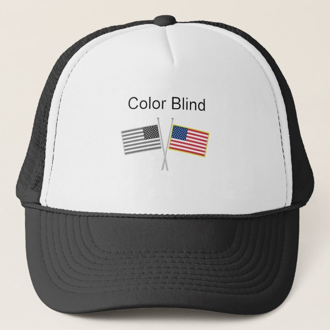 Color Blind Two Flags Trucker Hat (Front)