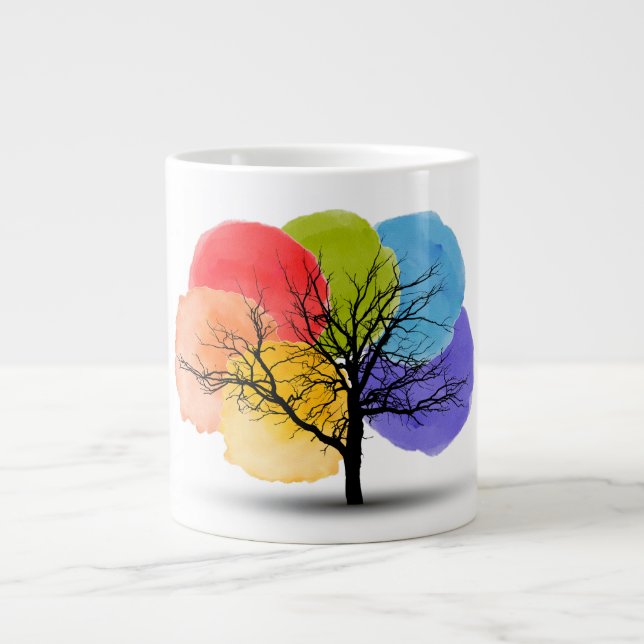 Color Blob Tree Giant Coffee Mug (Front)
