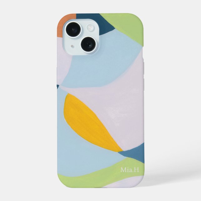 Color block Abstract Art Custom Monogram Initial Iphone Case (Back)