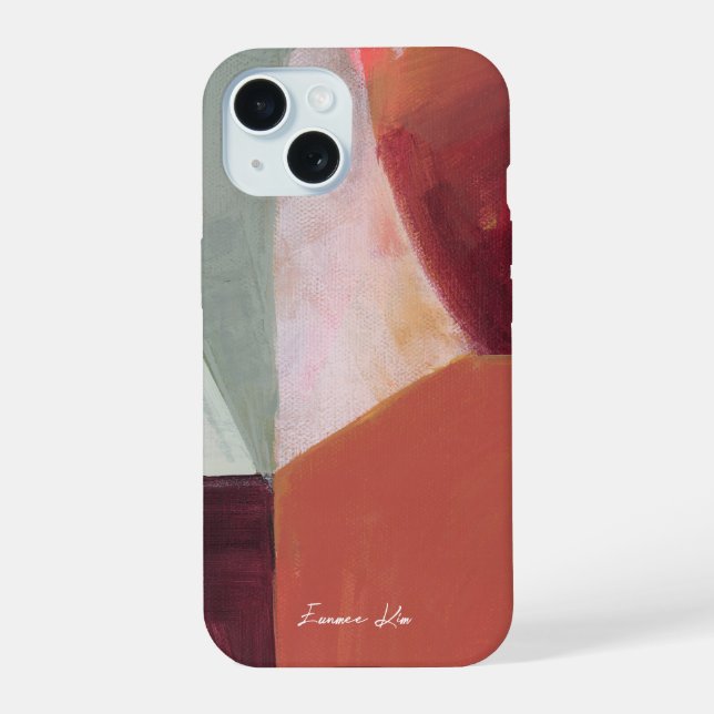 Color block Abstract Art Personalized Name Iphone Case (Back)