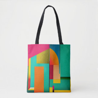 Color Block Abstract Painting Tote Bag