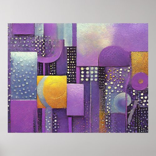 Color Block Abstract Violet and Gold ID1043 Poster