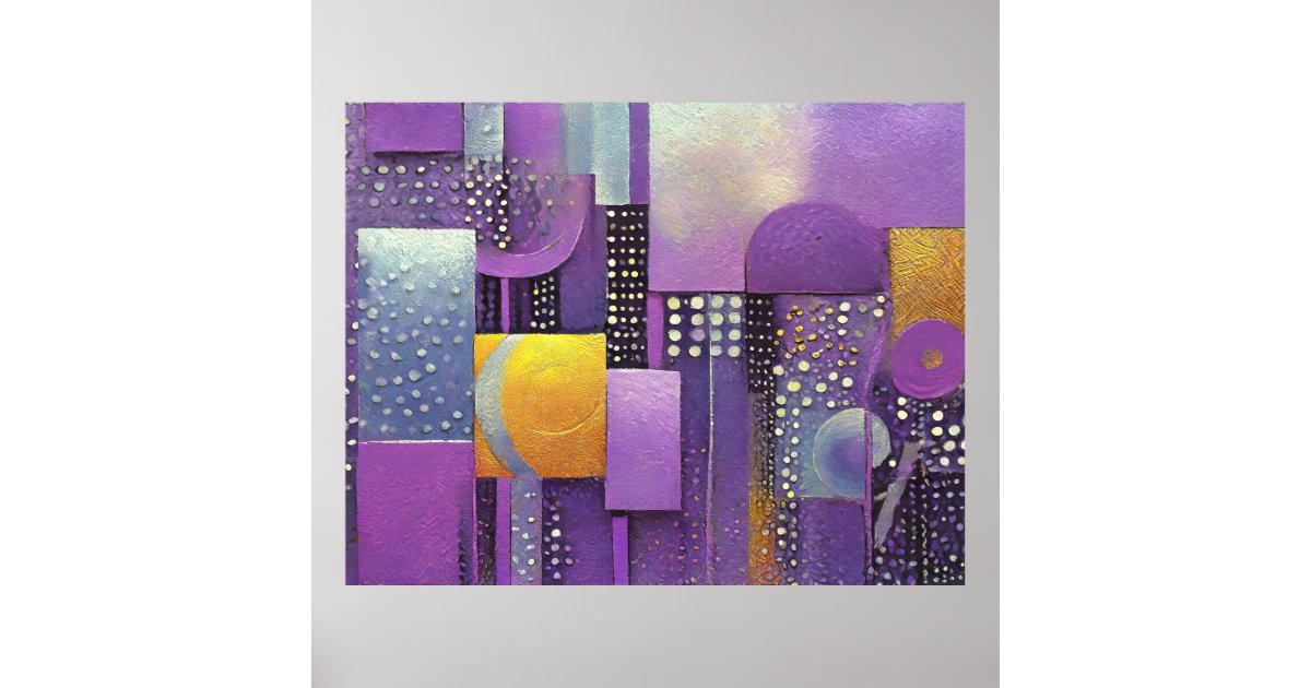 Color Block Abstract Violet and Gold ID1043 Poster | Zazzle