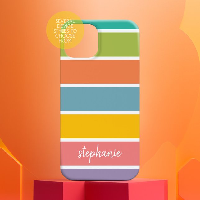 Color Block and Handwritten Script Name Iphone Case (Personalized Phone Case - Many Device Styles to Choose From)