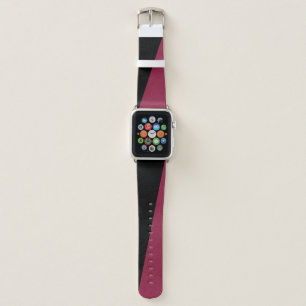 Color Block Apple Watch Band (Black & Berry Red)