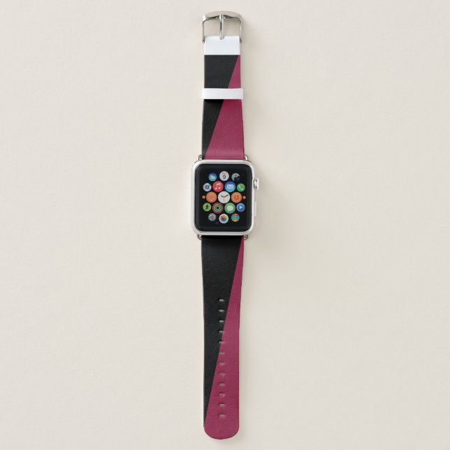 Color Block Apple Watch Band (Black & Berry Red) (Front)