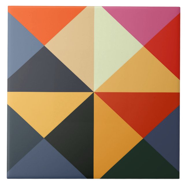 Color Block Art Diamond Pattern Tile Trivet (Front)