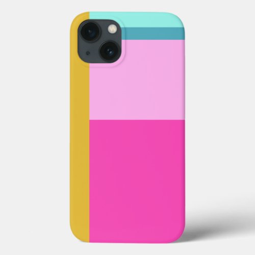 Color Block Art Geometric Shapes Bright Turquoise  iPhone 13 Case