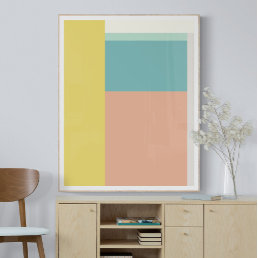 Color Block Art in Retro Beach Pastel Colors Poster