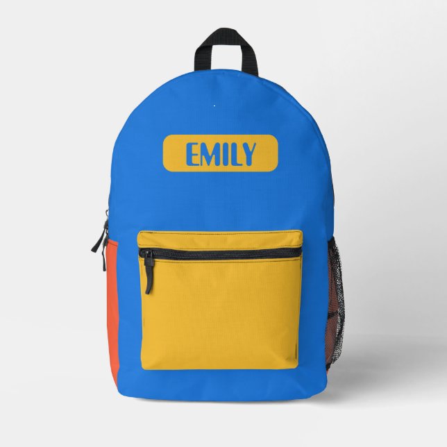 Color Block Backpack for kids - Personalized Name (Front)