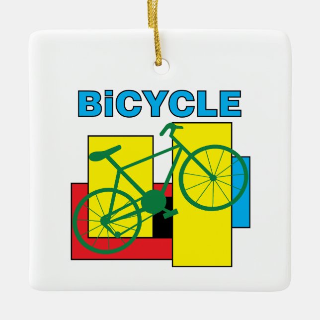 Color Block Bike Ceramic Ornament (Front)