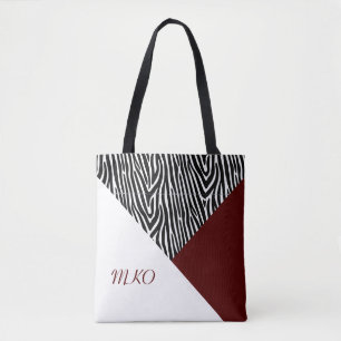 Color Block Black and Burgundy Tote Bag
