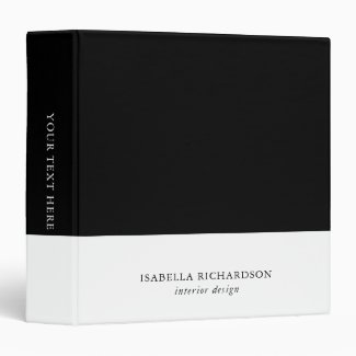 Color Block Black And White Personalized 3 Ring Binder