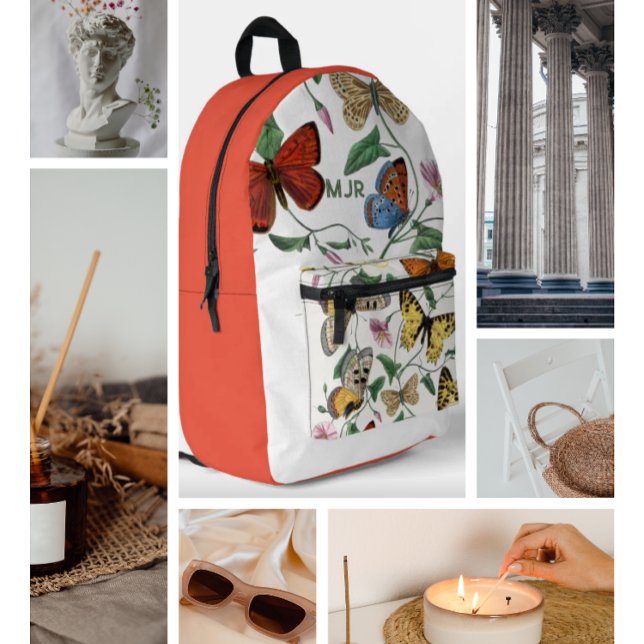 Color block Butterflies Pink- Red Printed Backpack (Creator Uploaded)