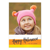 Color Block Candy Corn Happy Halloween Photo Magnetic Card