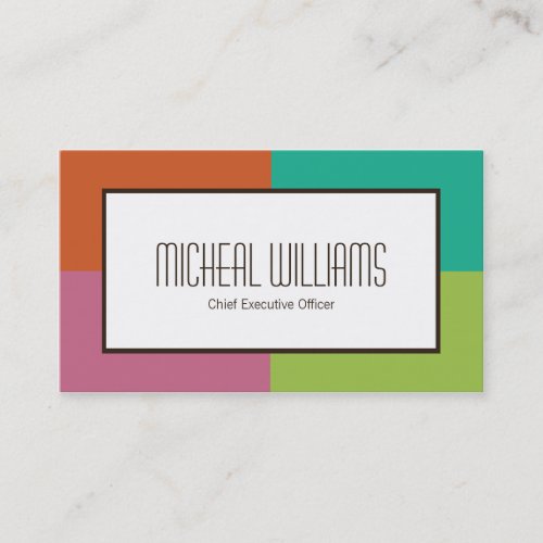 Color Block CEO Company Business Cards