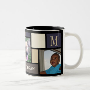 Color Block Coastal Calm Modern 3 Photo Chic Two-Tone Coffee Mug