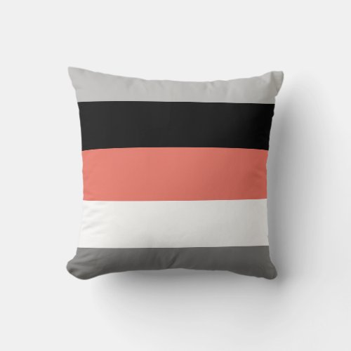 Color Block Coral Gray Black and White Throw Pillow