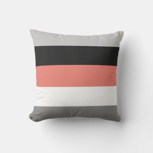 Color Block Coral Pink Gray Black Outdoor Pillow