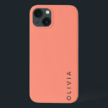 Color Block | Coral Pink Minimalist Simple Name iPhone 13 Case<br><div class="desc">A simple,  stylish case with a modern solid color block style in a beautiful coral pink. Your name,  initials or favourite word in modern block typography in trendy off black which you can easily personalise for yourself or as a special gift for a loved one.</div>