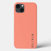 Color Block | Coral Pink Minimalist Simple Name Case-Mate iPhone Case (Back)