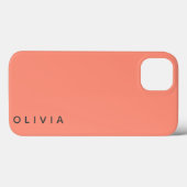 Color Block | Coral Pink Minimalist Simple Name Case-Mate iPhone Case (Back (Horizontal))