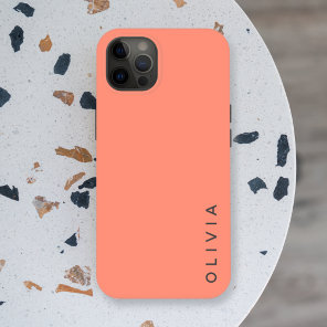 Color Block | Coral Pink Minimalist Simple Name iPhone 13 Case