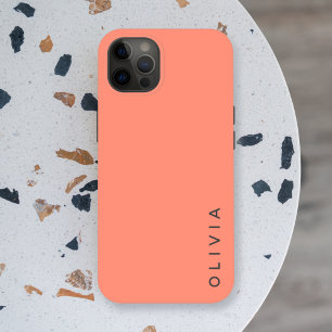 Color Block Coral Pink Minimalist Simple Name iPhone 16 Pro Case