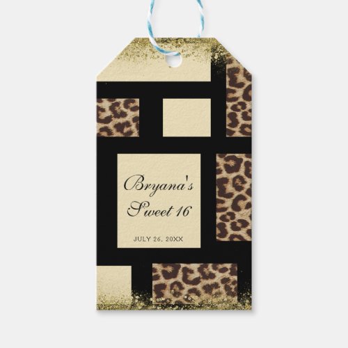 Color Block Cream Ivory Black  Leopard Cheetah Gift Tags