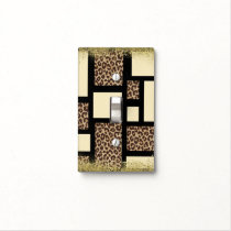Color Block Cream Ivory Black & Leopard Cheetah Light Switch Cover