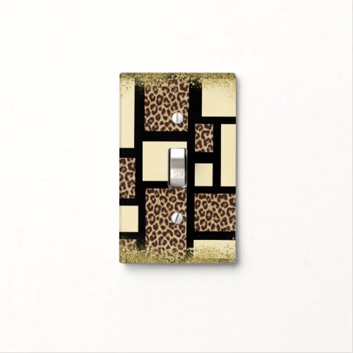 Color Block Cream Ivory Black  Leopard Cheetah Light Switch Cover