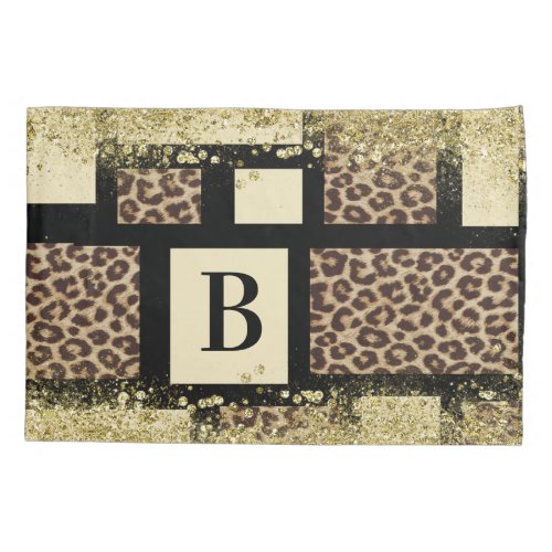 Color Block Cream Ivory Black  Leopard Cheetah Pillowcase