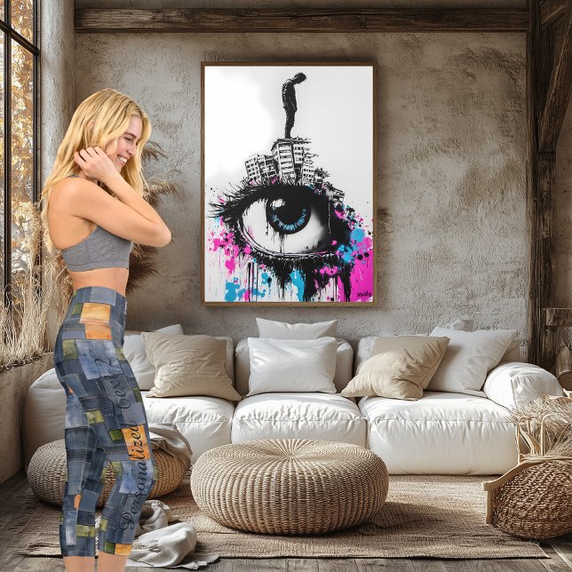 Color Block Denim Patchwork – Urban Handcrafted Capri Leggings (Creator Uploaded)