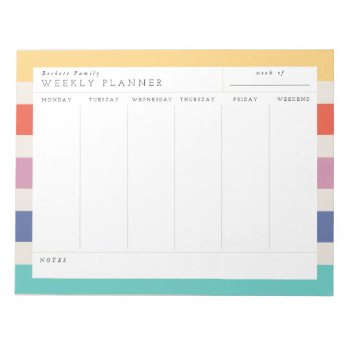 Color Block Family Weekly Planner Notepad by Low_Star_Studio at Zazzle