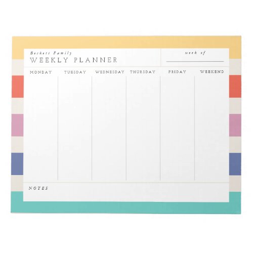 Color Block Family Weekly Planner Notepad