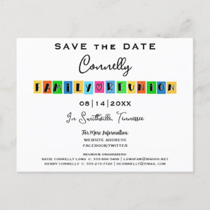 Color Block Fun Family Reunion Save-the-Date  Postcard