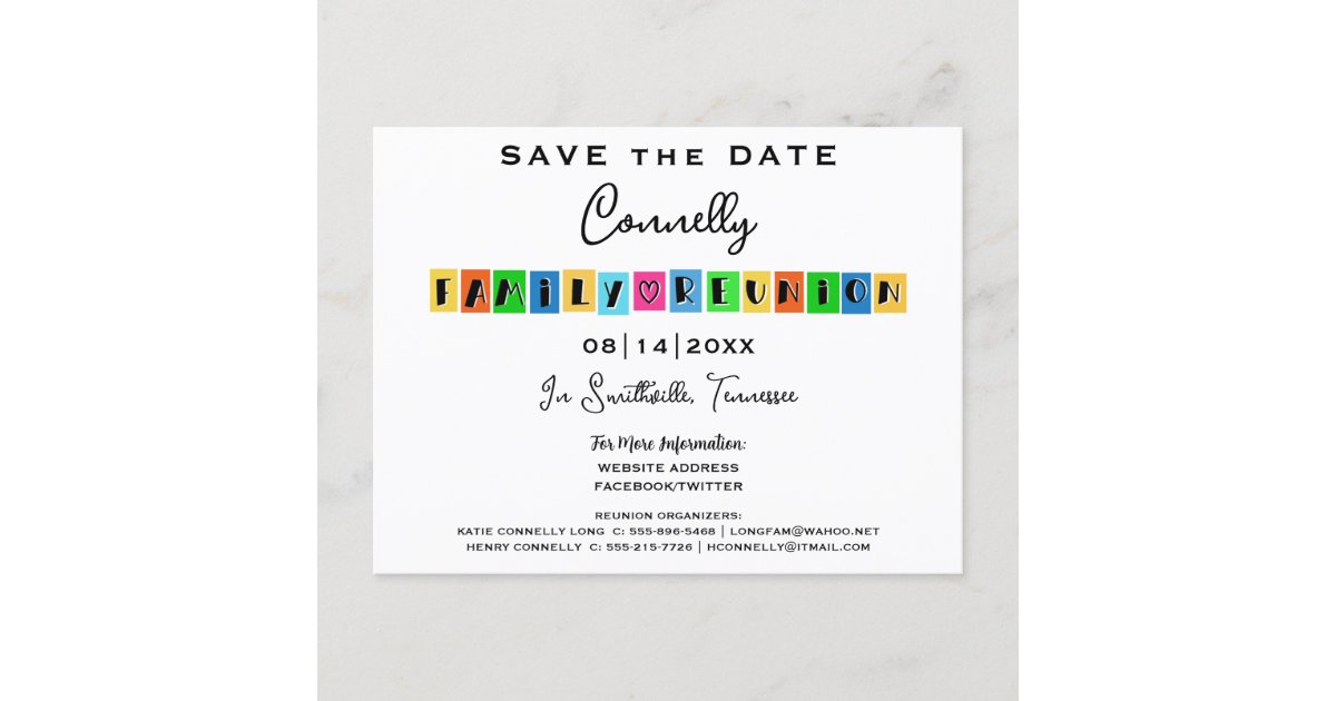 Fun Family Reunion or Party Save the Date Announcement Postcard, Zazzle