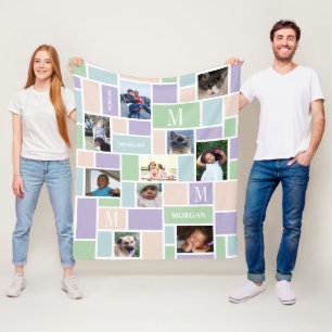 Color Block Fun Pastels Modern Chic 10 Photo Fleece Blanket
